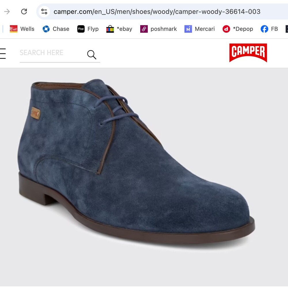 ~~CAMPER Mens US 6.5 EU 39 Suede Chukka Ankle Boot Woody Lace Up Navy Blue Wm8.5